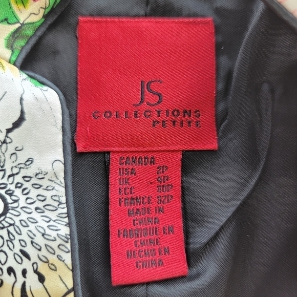 JS Collection Bright Floral Silk Jacket 2 Petite EUC - Picture 4 of 9